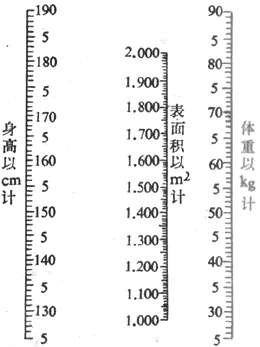 体表面积测算用图