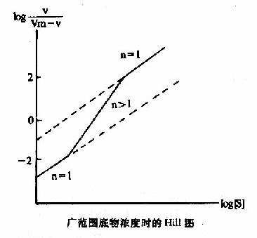 广范围底物浓度时的Hill图